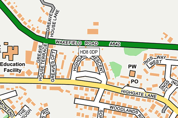 HD8 0DP map - OS OpenMap – Local (Ordnance Survey)