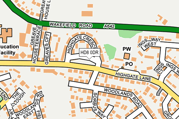 HD8 0DR map - OS OpenMap – Local (Ordnance Survey)