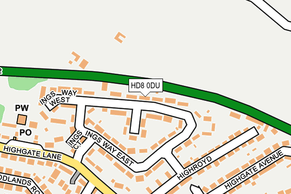HD8 0DU map - OS OpenMap – Local (Ordnance Survey)