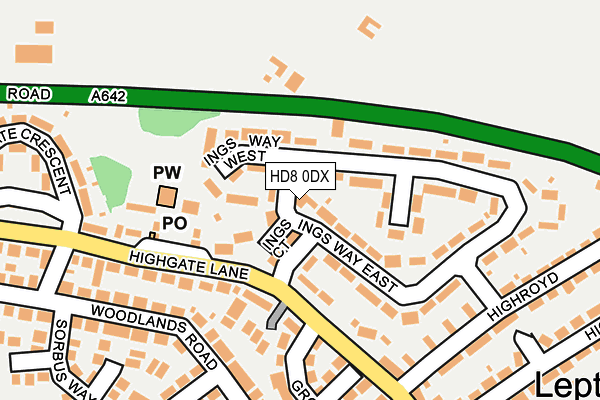 HD8 0DX map - OS OpenMap – Local (Ordnance Survey)