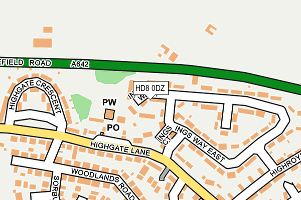 HD8 0DZ map - OS OpenMap – Local (Ordnance Survey)