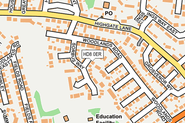 HD8 0ER map - OS OpenMap – Local (Ordnance Survey)