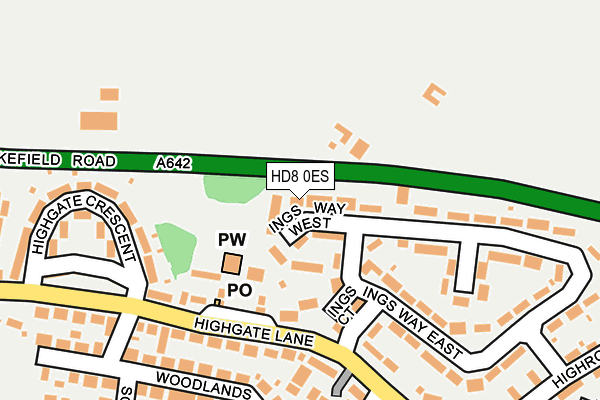 HD8 0ES map - OS OpenMap – Local (Ordnance Survey)