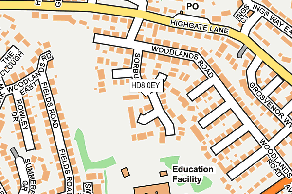 HD8 0EY map - OS OpenMap – Local (Ordnance Survey)