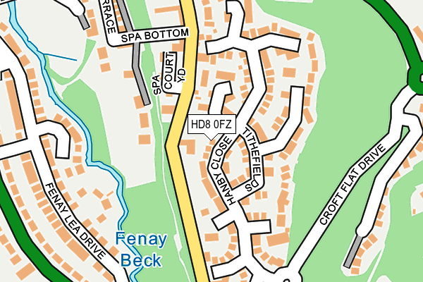 HD8 0FZ map - OS OpenMap – Local (Ordnance Survey)
