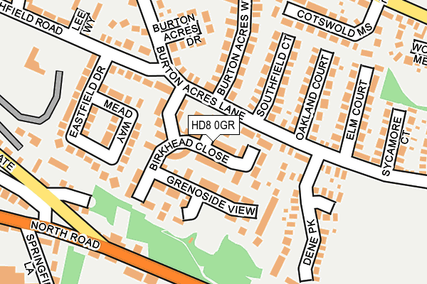 HD8 0GR map - OS OpenMap – Local (Ordnance Survey)