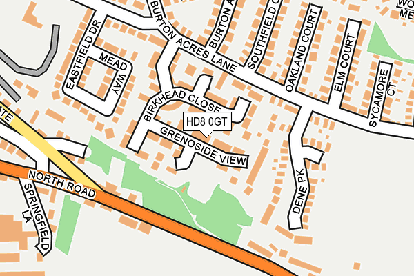 HD8 0GT map - OS OpenMap – Local (Ordnance Survey)