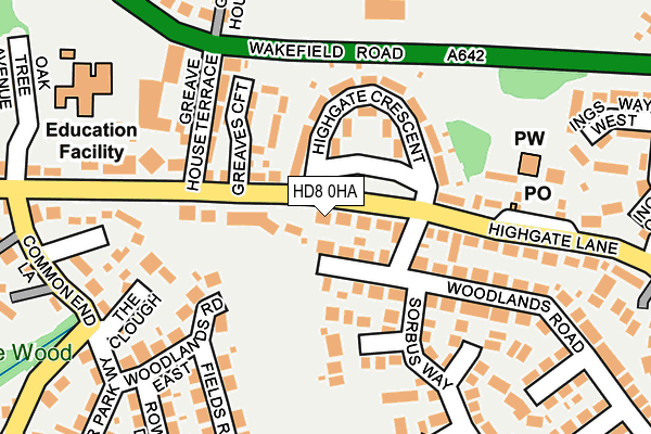 HD8 0HA map - OS OpenMap – Local (Ordnance Survey)
