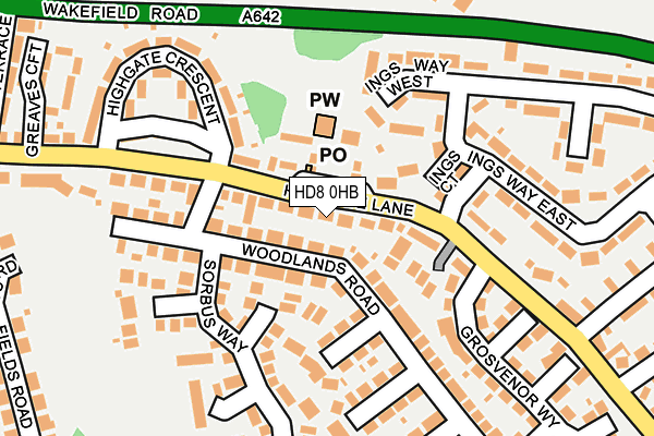HD8 0HB map - OS OpenMap – Local (Ordnance Survey)
