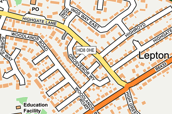 HD8 0HE map - OS OpenMap – Local (Ordnance Survey)