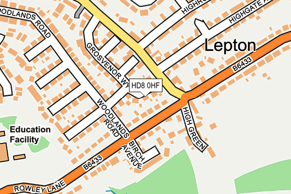 HD8 0HF map - OS OpenMap – Local (Ordnance Survey)