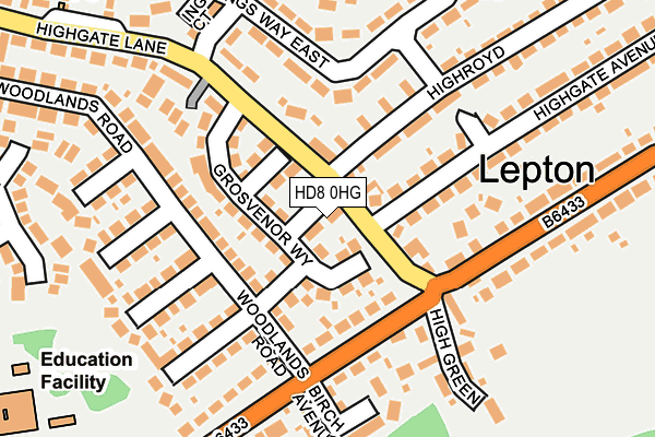 HD8 0HG map - OS OpenMap – Local (Ordnance Survey)