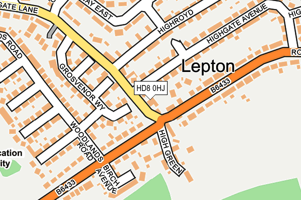 HD8 0HJ map - OS OpenMap – Local (Ordnance Survey)