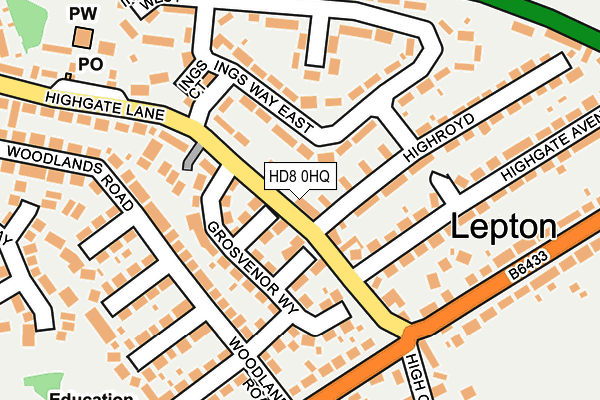 HD8 0HQ map - OS OpenMap – Local (Ordnance Survey)