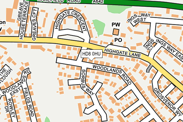 HD8 0HU map - OS OpenMap – Local (Ordnance Survey)