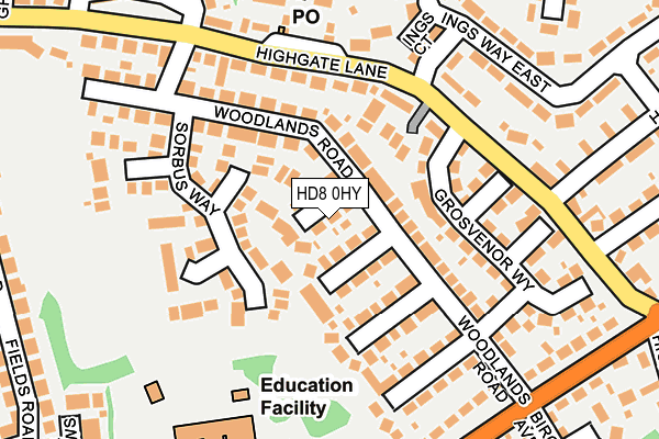 HD8 0HY map - OS OpenMap – Local (Ordnance Survey)