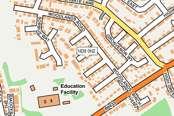 HD8 0HZ map - OS OpenMap – Local (Ordnance Survey)
