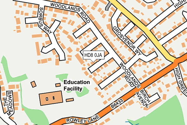 HD8 0JA map - OS OpenMap – Local (Ordnance Survey)