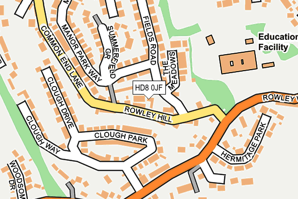 HD8 0JF map - OS OpenMap – Local (Ordnance Survey)