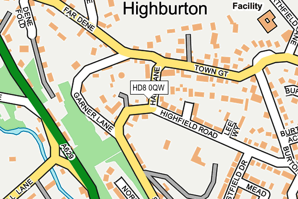 HD8 0QW map - OS OpenMap – Local (Ordnance Survey)