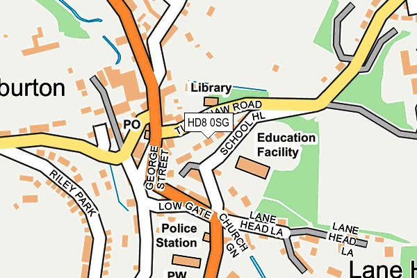 HD8 0SG map - OS OpenMap – Local (Ordnance Survey)