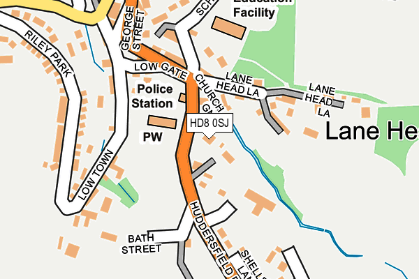 HD8 0SJ map - OS OpenMap – Local (Ordnance Survey)