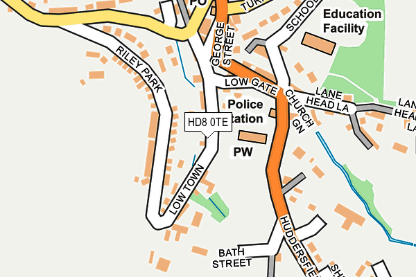 HD8 0TE map - OS OpenMap – Local (Ordnance Survey)