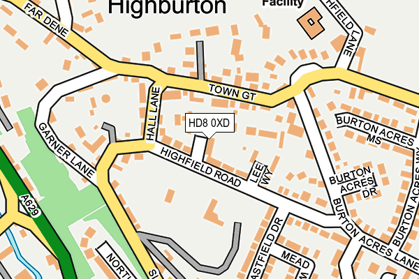 HD8 0XD map - OS OpenMap – Local (Ordnance Survey)
