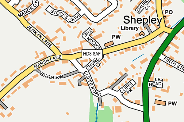 HD8 8AF map - OS OpenMap – Local (Ordnance Survey)