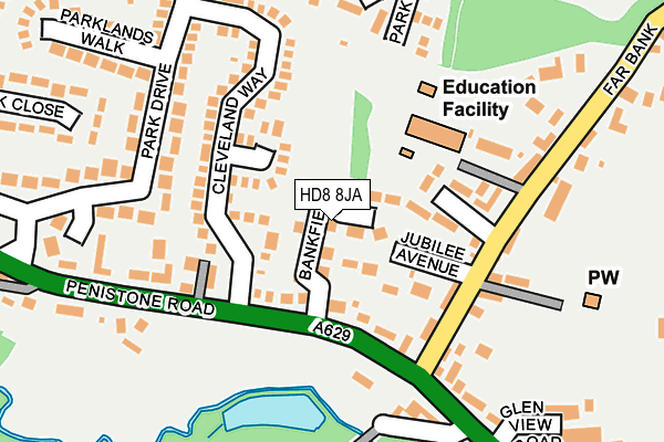 HD8 8JA map - OS OpenMap – Local (Ordnance Survey)