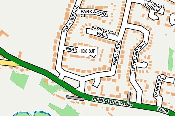 HD8 8JF map - OS OpenMap – Local (Ordnance Survey)