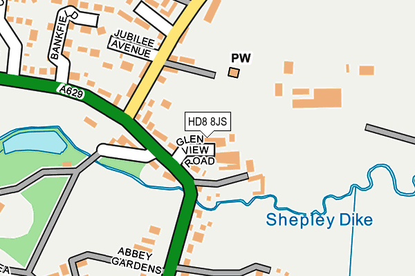 HD8 8JS map - OS OpenMap – Local (Ordnance Survey)