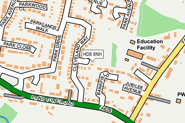 HD8 8NH map - OS OpenMap – Local (Ordnance Survey)