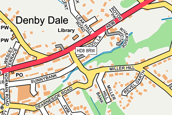 HD8 8RW map - OS OpenMap – Local (Ordnance Survey)