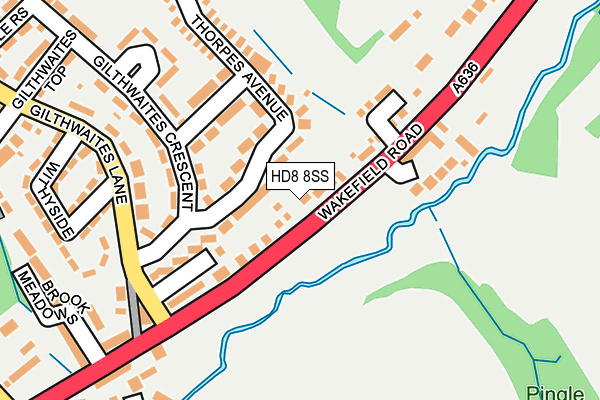 HD8 8SS map - OS OpenMap – Local (Ordnance Survey)