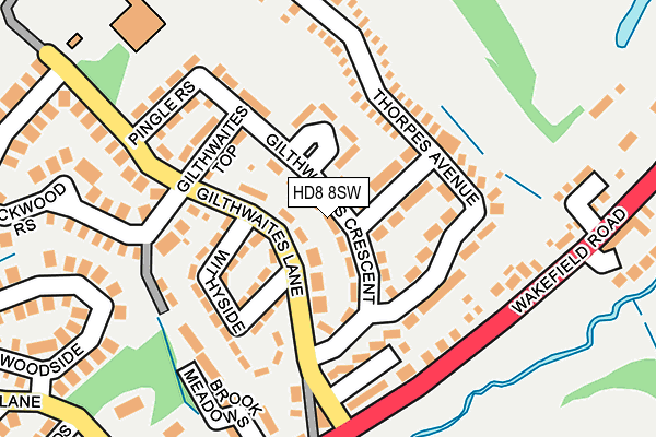 HD8 8SW map - OS OpenMap – Local (Ordnance Survey)