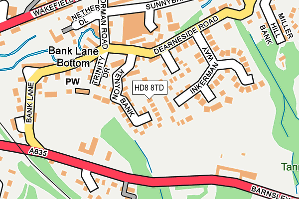HD8 8TD map - OS OpenMap – Local (Ordnance Survey)