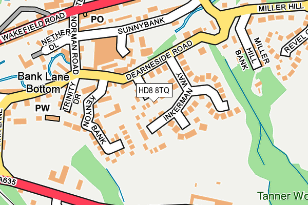 HD8 8TQ map - OS OpenMap – Local (Ordnance Survey)