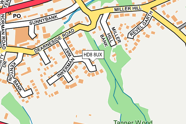 HD8 8UX map - OS OpenMap – Local (Ordnance Survey)