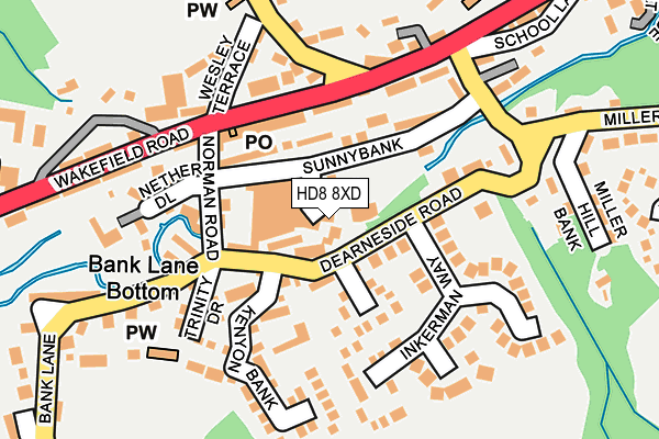 HD8 8XD map - OS OpenMap – Local (Ordnance Survey)