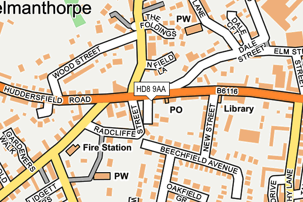 HD8 9AA map - OS OpenMap – Local (Ordnance Survey)