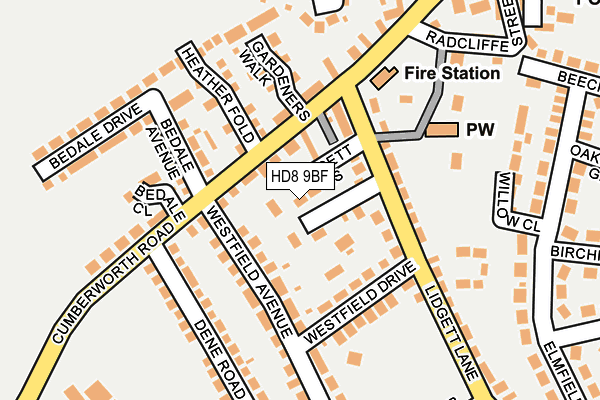 HD8 9BF map - OS OpenMap – Local (Ordnance Survey)