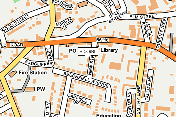 HD8 9BL map - OS OpenMap – Local (Ordnance Survey)