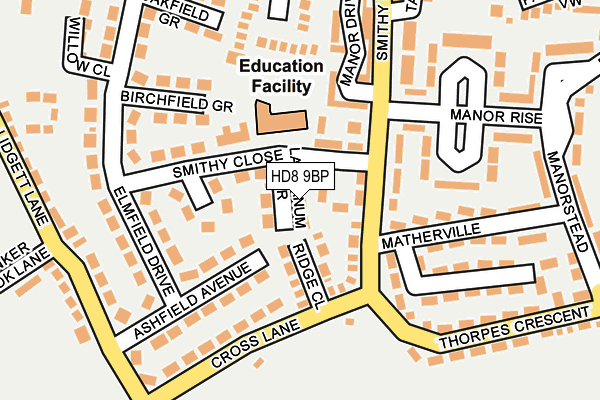 HD8 9BP map - OS OpenMap – Local (Ordnance Survey)