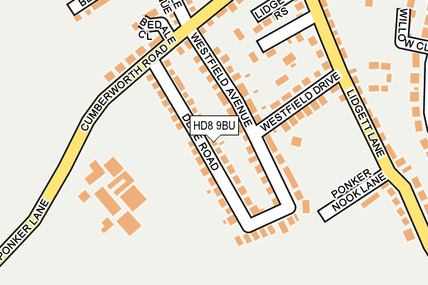 HD8 9BU map - OS OpenMap – Local (Ordnance Survey)