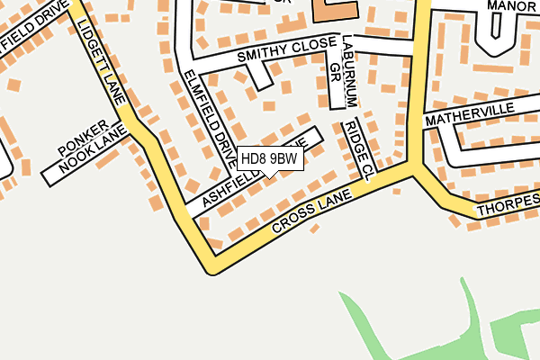 HD8 9BW map - OS OpenMap – Local (Ordnance Survey)