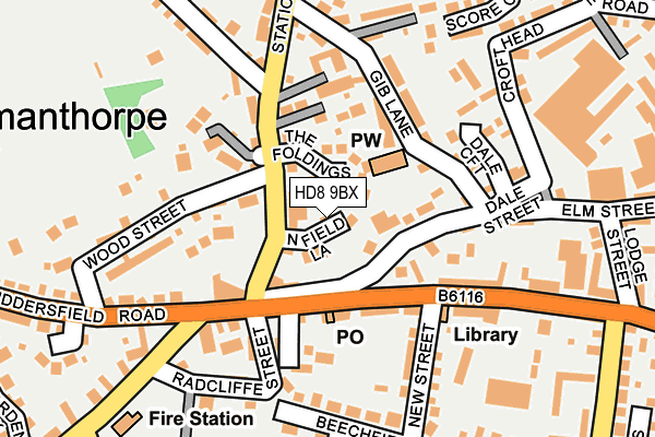 HD8 9BX map - OS OpenMap – Local (Ordnance Survey)