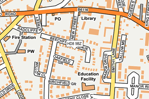 HD8 9BZ map - OS OpenMap – Local (Ordnance Survey)