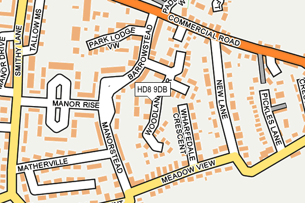 HD8 9DB map - OS OpenMap – Local (Ordnance Survey)