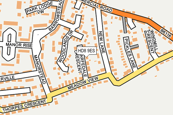 HD8 9ES map - OS OpenMap – Local (Ordnance Survey)